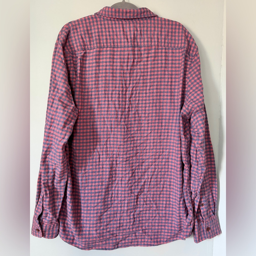 Faherty Stretch Seaview Flannel Shirt Blue Pink‎ Gingham Plaid Cotton Size XXL - Picture 8 of 10